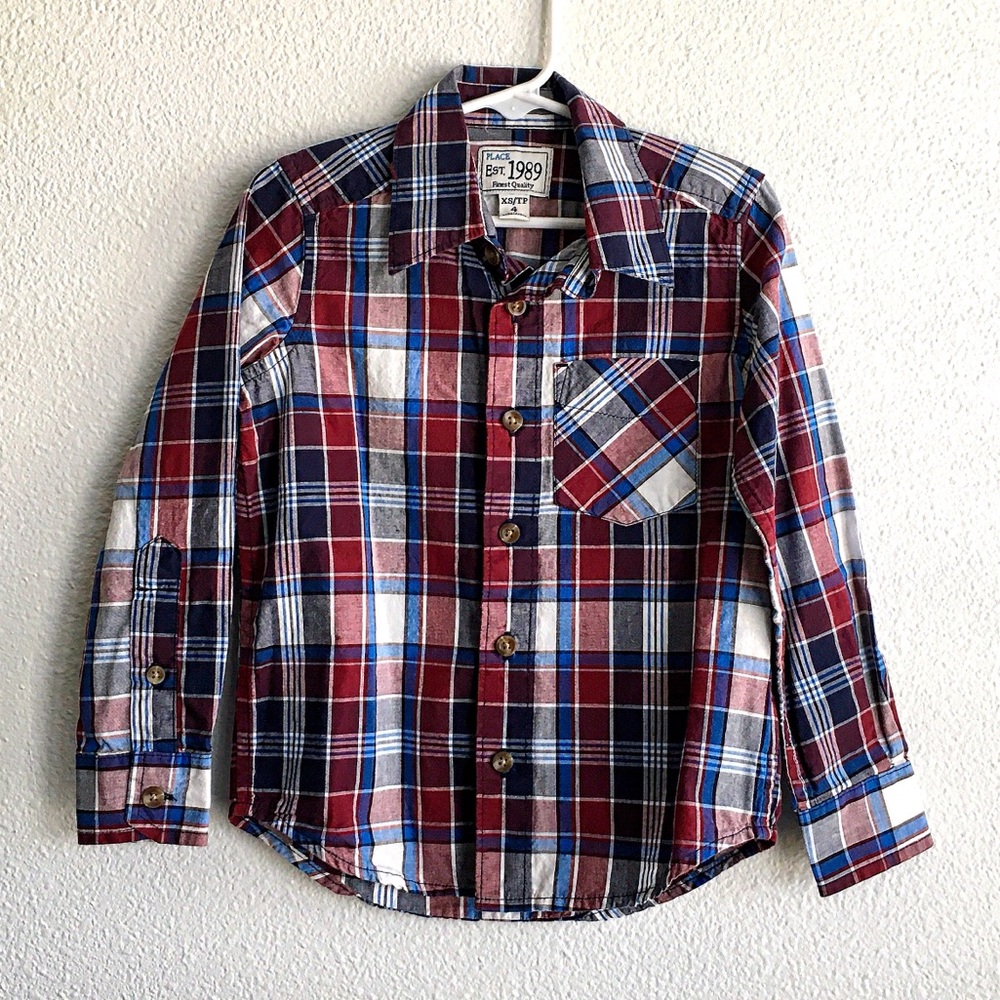 Red White and Blue Plaid Long Sleeve